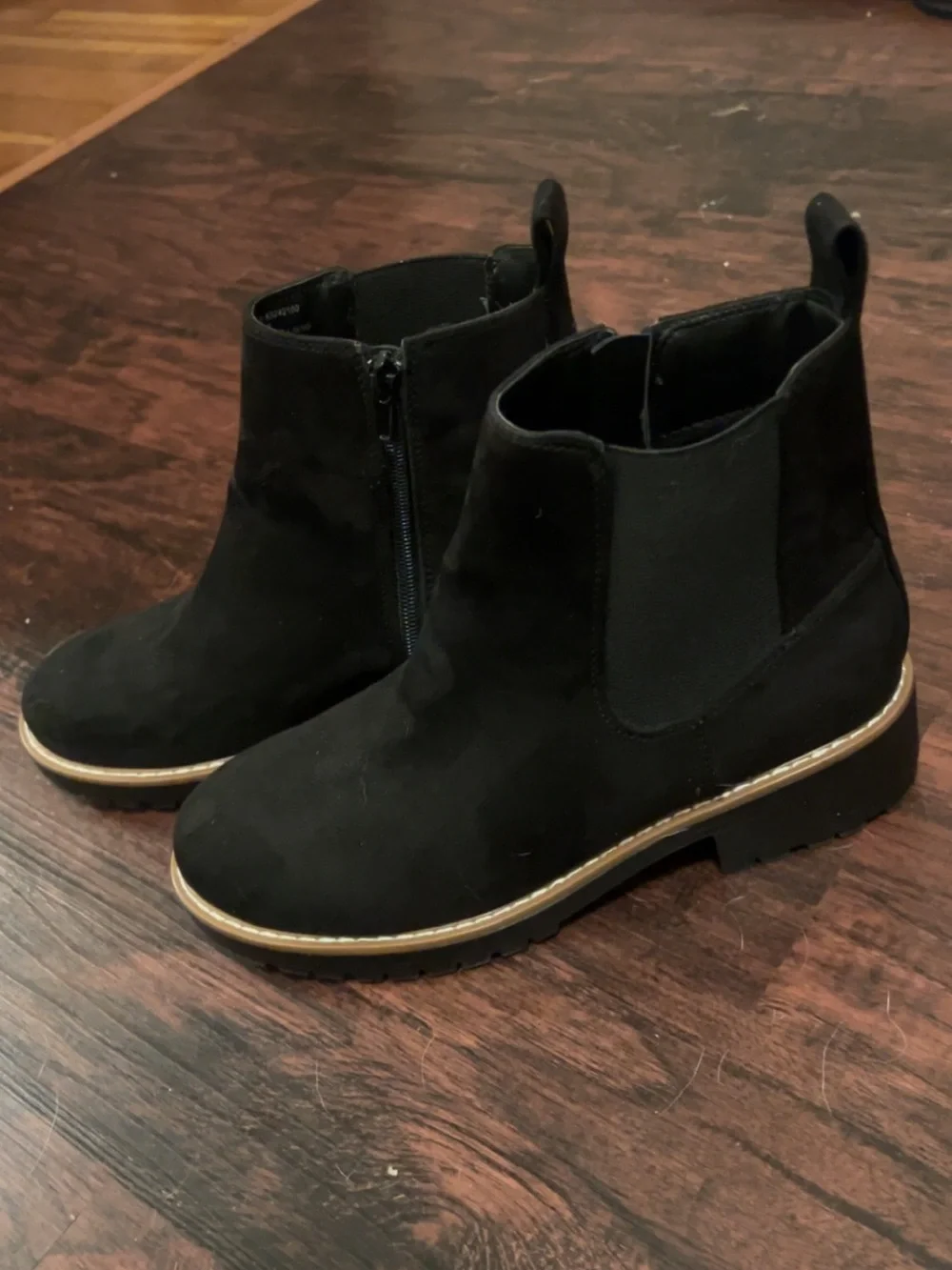 kenzie Black Suede Ankle Booties with Lug Sole